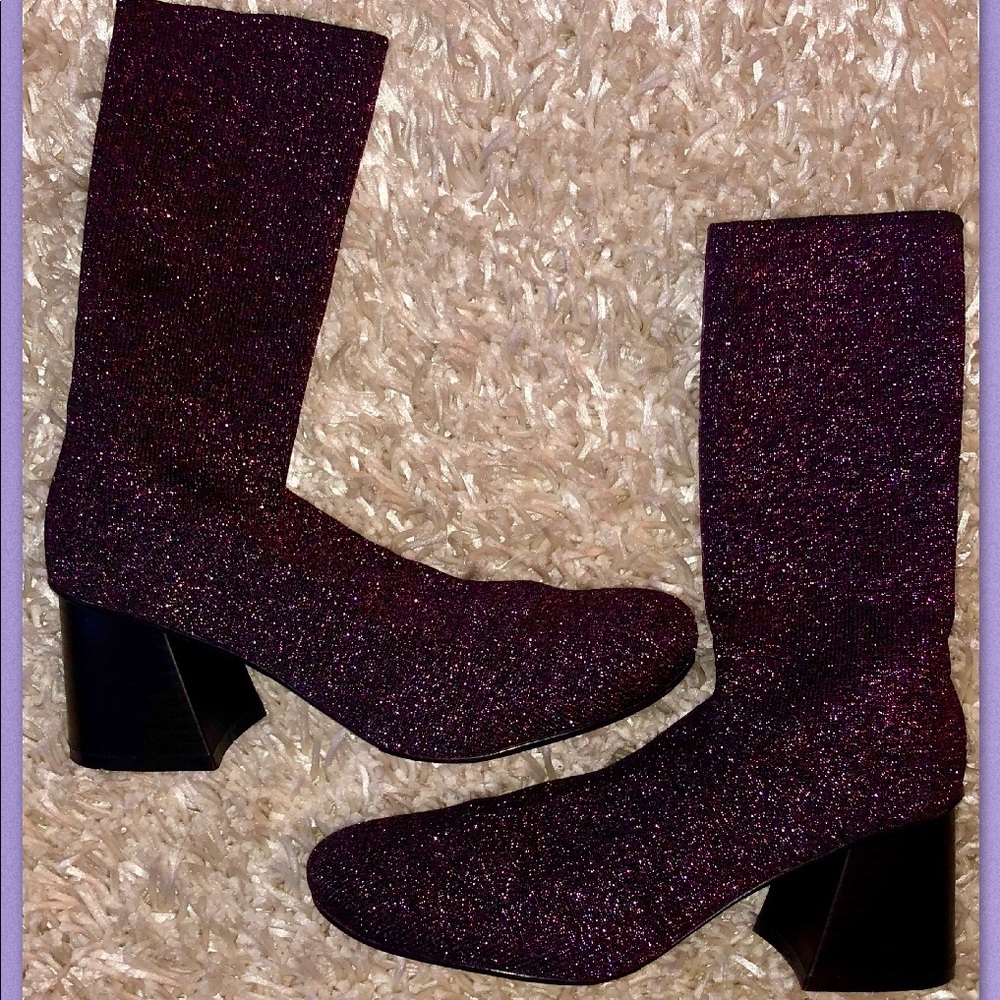 PURPLE METALLIC KNIT BOOTIE - Picture 4 of 6